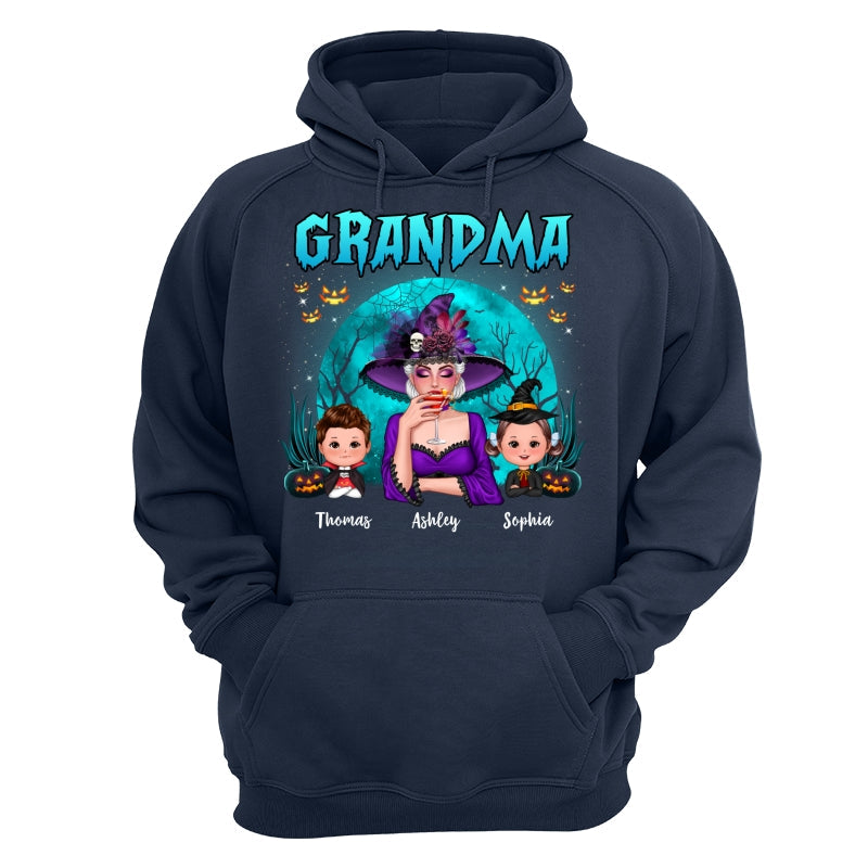 Halloween Grandma Mom Kids Teal Moon Personalized Shirt