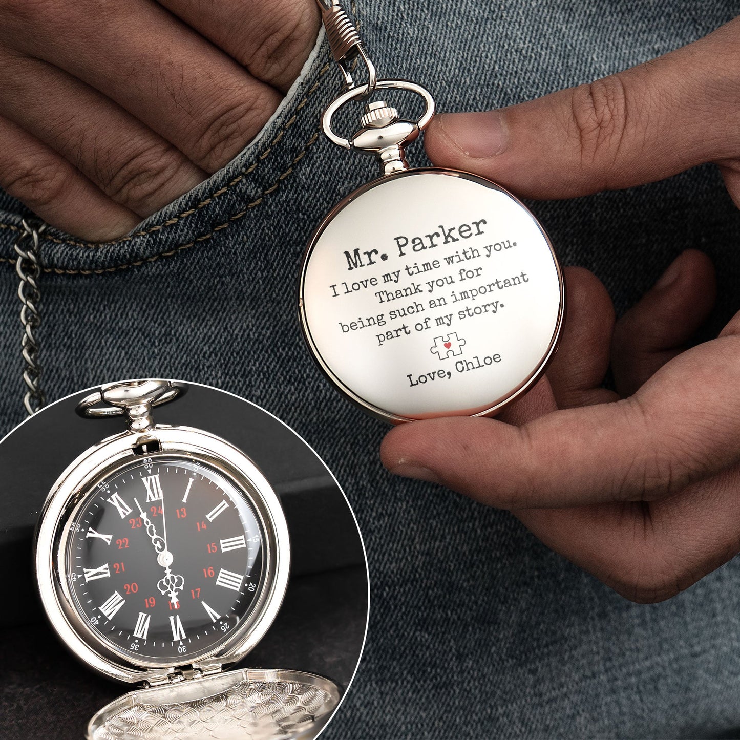 Male Teacher Gift - Important Part Of My Story - Personalized Pocket Watch