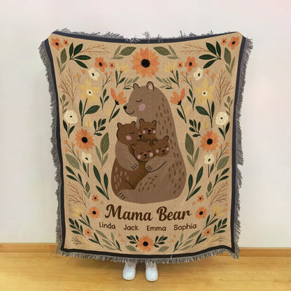Mamabear Flower - Personalized Woven Blanket