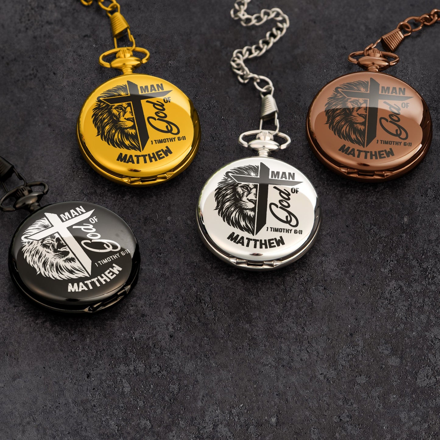 Man Of God Christian Bible Verse - Personalized Pocket Watch