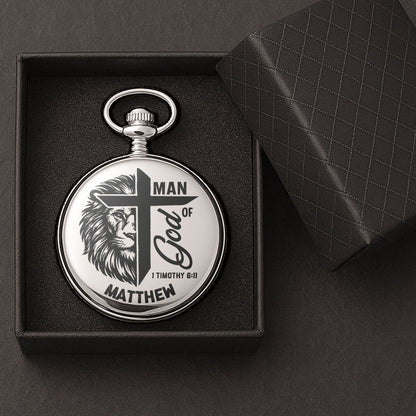 Man Of God Christian Bible Verse - Personalized Pocket Watch