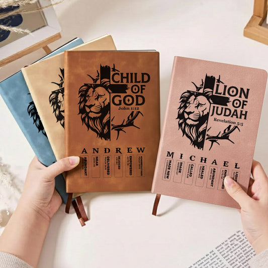 Man Of God - Man Of Faith Christian Gift For Him - Personalized Leather Journal