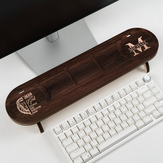 Father's Day Gifts, Man Of God Husband Dad Hero Protector Gift For Him - Personalized Desk Organizer Tray