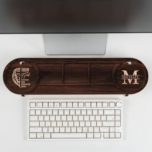 Father's Day Gifts, Man Of God Husband Dad Hero Protector Gift For Him - Personalized Desk Organizer Tray