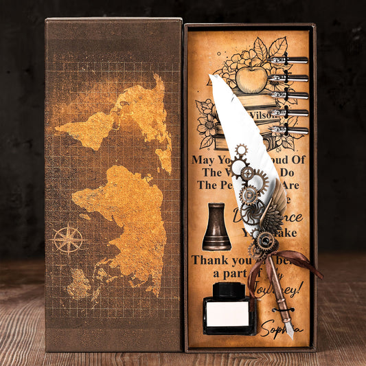 May You Be Proud Of The Work You Do - Feather Pen Set With Custom Card