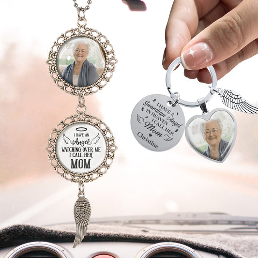 Memorial Gift For Loss Of Loved One Have A Guardian Angel - Custom Photo Gift Set