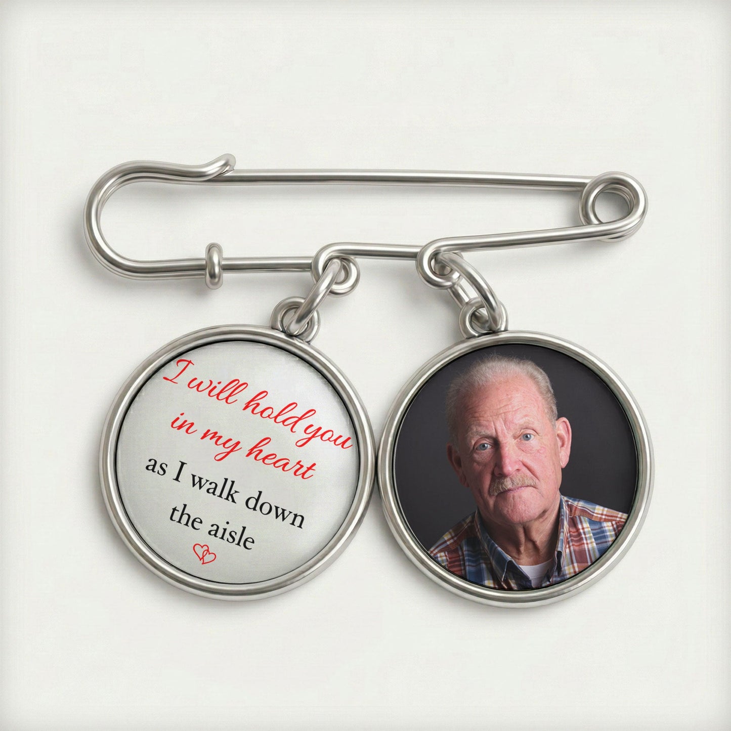 Memorial Custom Photo Gift For Bride Groom On Wedding Day - Personalized Lapel Pin With Charms
