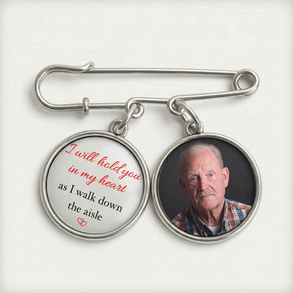 Memorial Custom Photo Gift For Bride Groom On Wedding Day - Personalized Lapel Pin With Charms