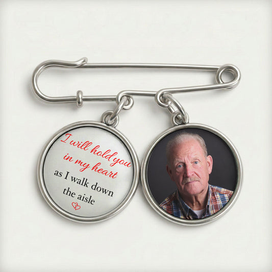 Memorial Custom Photo Gift For Bride Groom On Wedding Day - Personalized Lapel Pin With Charms