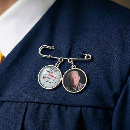 Memorial Custom Photo - Personalized Lapel Pin With Charms