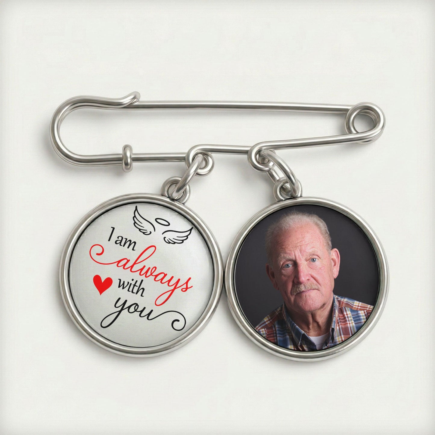 Memorial Custom Photo - Personalized Lapel Pin With Charms