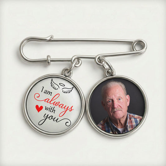 Memorial Custom Photo - Personalized Lapel Pin With Charms