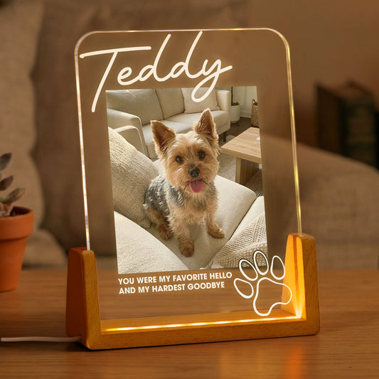 Memorial Pet My Favorite Hello & Hardest Goodbye - Personalized Night Light