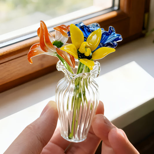 Message Gift Glass Flower Bouquet - Personalized Glass Flowers