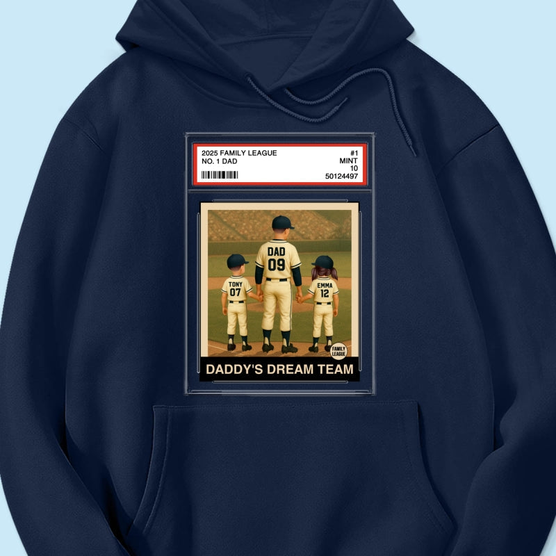Baseball No. 1 Dad Grandpa Man & Kids Trading Card Style Personalized Shirt