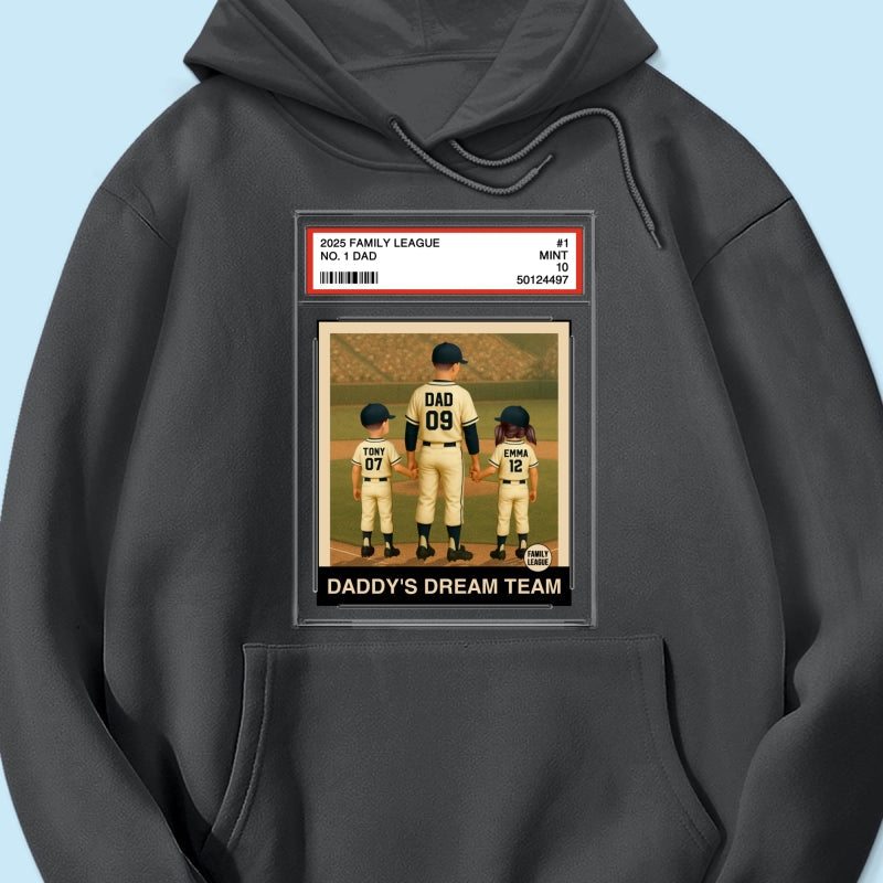 Baseball No. 1 Dad Grandpa Man & Kids Trading Card Style Personalized Shirt
