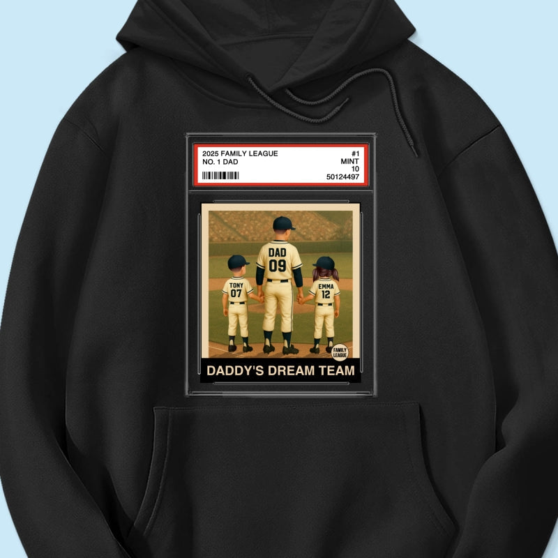 Baseball No. 1 Dad Grandpa Man & Kids Trading Card Style Personalized Shirt