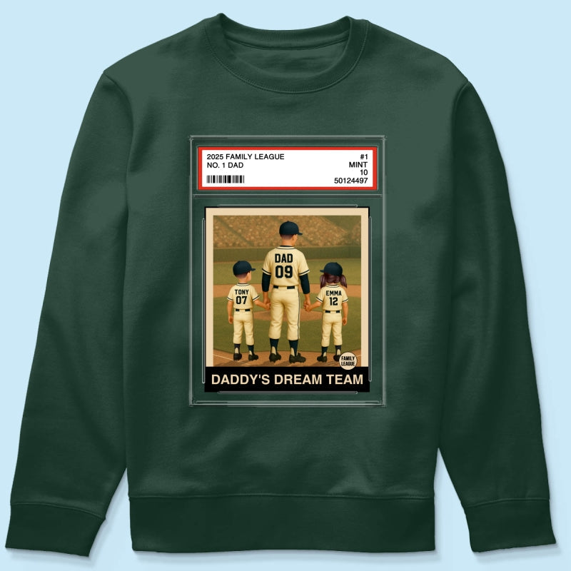 Baseball No. 1 Dad Grandpa Man & Kids Trading Card Style Personalized Shirt