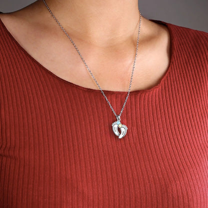 Mom Gifts First Mom New Mom To Be Mom Gifts - Personalized Baby Feet Necklace With Birthstone