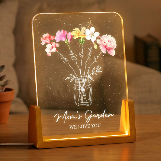 Mom's Garden We Love You - Custom Kids' Birth Flowers - Personalized Night Light