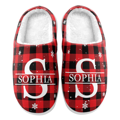 Monogram Christmas Gift For Women Men - Personalized Slippers