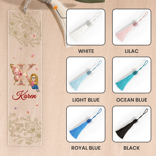 Monogram Letter Book Lovers - Personalized Acrylic Bookmark And Keychain Set