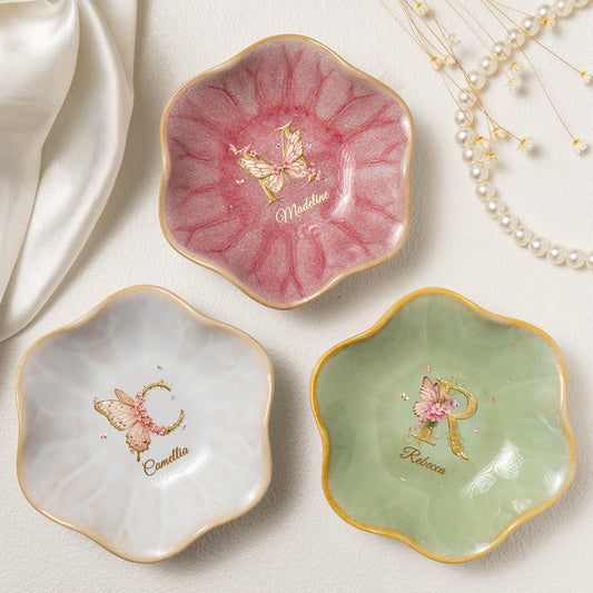 Monogram Letter Custom Name Gift For Her, Friends, Daughters, Sisters - Personalized Jewelry Dish