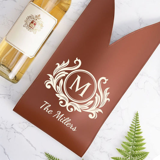Monogram Initial - Personalized Leather Wine Bag