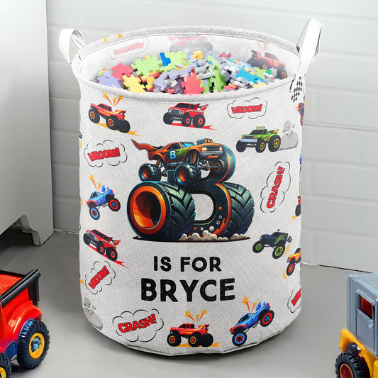 Monster Truck, Unicorn, Astronaut Alphabet Organizer - Personalized Storage Basket
