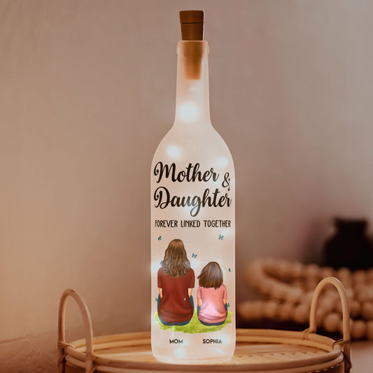 Mother And Children Forever Linked Together - Personalized Bottle Lamp