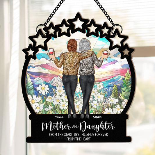 Mother & Daughter Gift - BFF From The Heart - Personalized Window Hanging Suncatcher Ornament