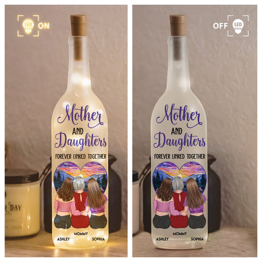Mother & Daughter - Linked Together - Personalized Bottle Lamp