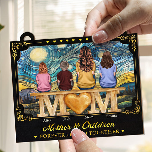 Mother & Children Forever Linked Together Gift For Mom, Wife - Personalized Window Hanging Suncatcher