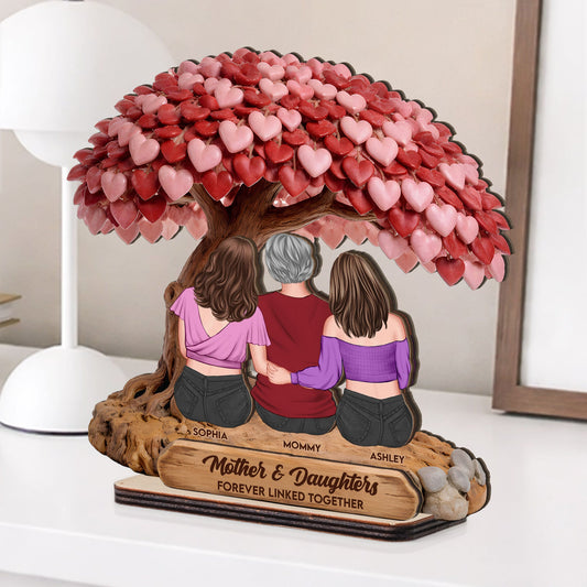 Mother & Daughter Forever Linked Together - Personalized Wooden Plaque