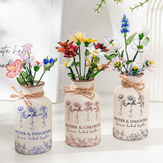 Mother & Daughters Forever Linked Together - Personalized Vase