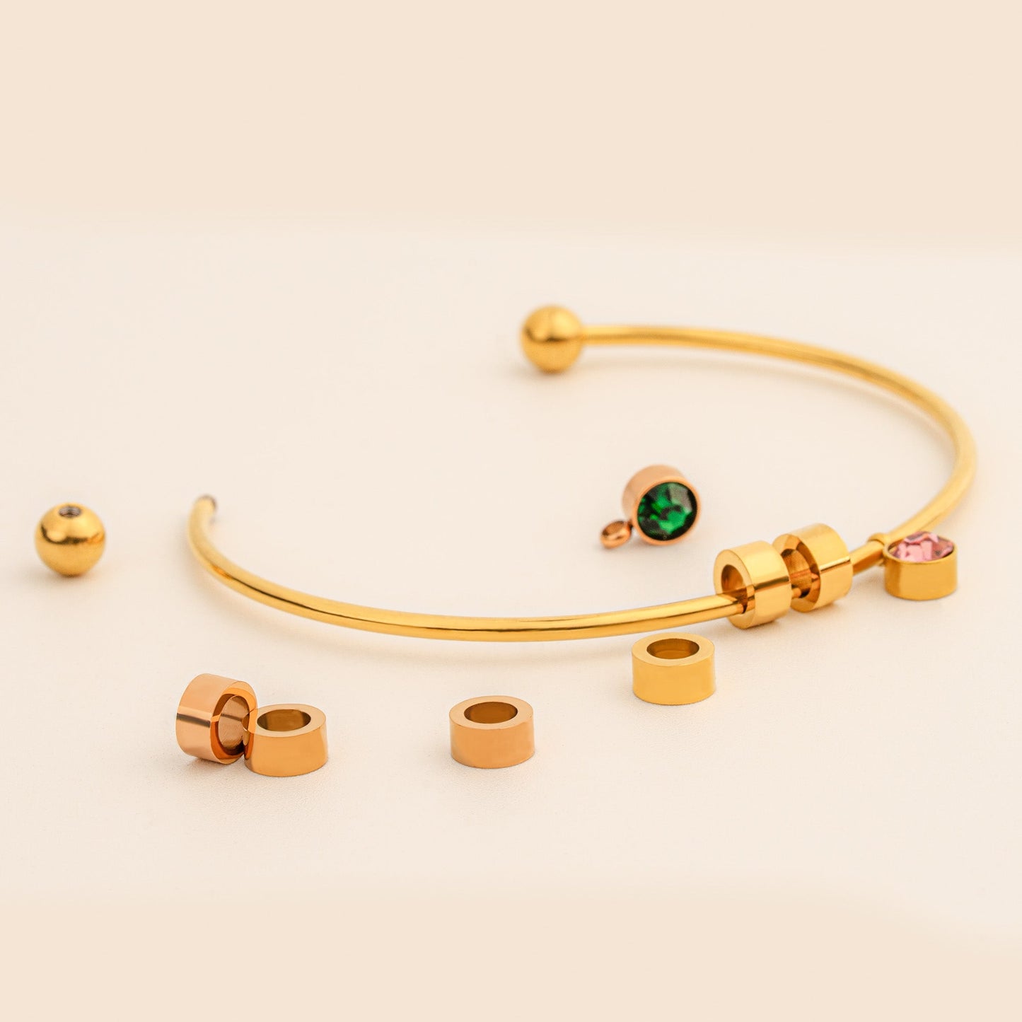 Mother's Day Gift- Personalized Engravable Bead Name Cuff Bracelet With Birthstone