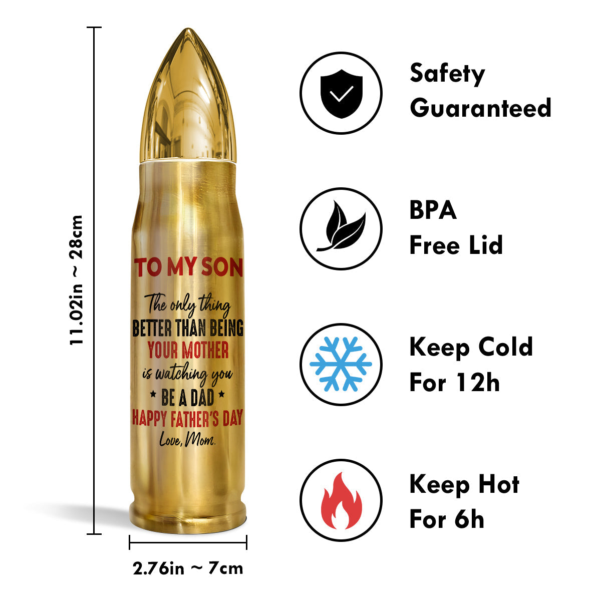 From Mom To Son Personalized Bullet Tumbler, Heartfelt Gift For Son