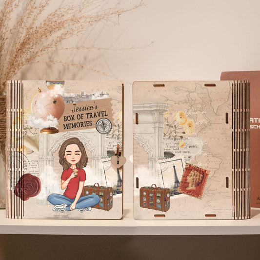 My Box Of Travel Memories - Personalized Wooden Book Box