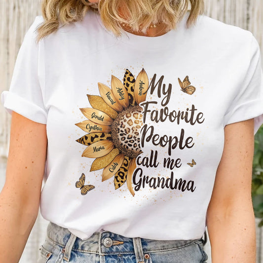 My Favorite People Call Me Grandma Leopard Sunflower - Personalized Shirt