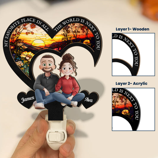 My Favorite Place In All The World - Personalized Wood And Acrylic Night Light