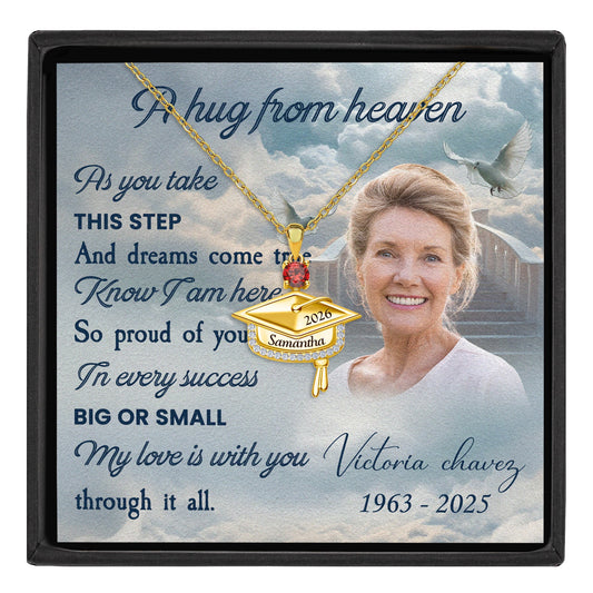 My Love With You - Personalized Photo Graduation Cap Pendant Necklace With Birthstone