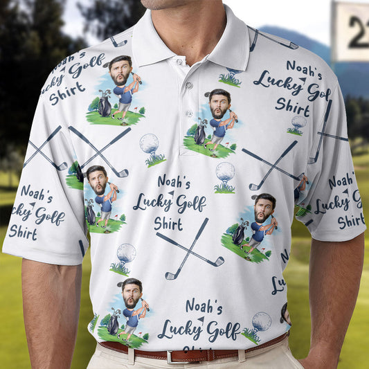 Father's Day Gifts, My Lucky Golf Shirt - Personalized Photo Polo Shirt