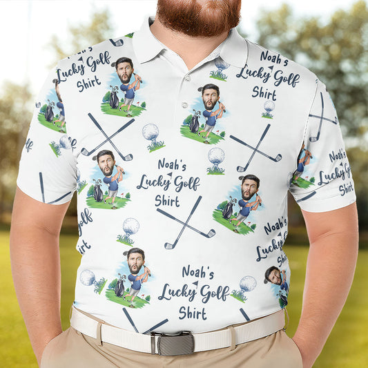Father's Day Gifts, My Lucky Golf Shirt - Personalized Photo Polo Shirt