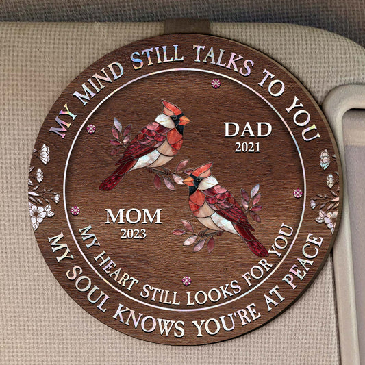 My Mind My Heart My Soul Butterfly Cardinal Ver - Personalized Wooden Car Visor Clip