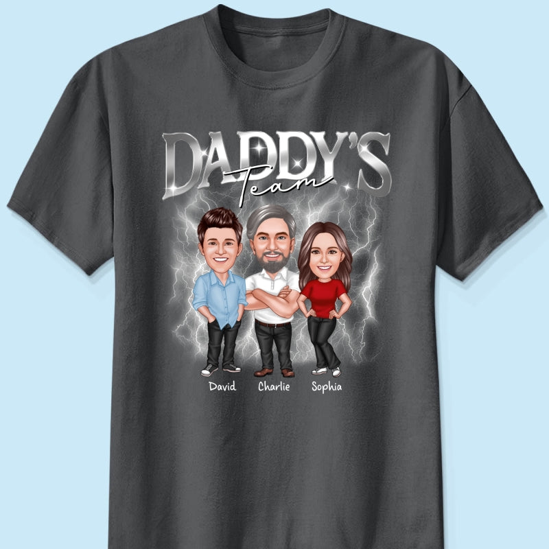 Caricature Daddy's Team Bootlegs Personalized Shirt, Father's Day Gift For Husband, For Dad