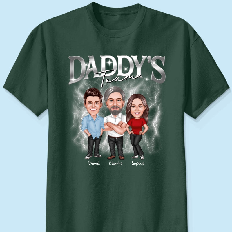 Caricature Daddy's Team Bootlegs Personalized Shirt, Father's Day Gift For Husband, For Dad