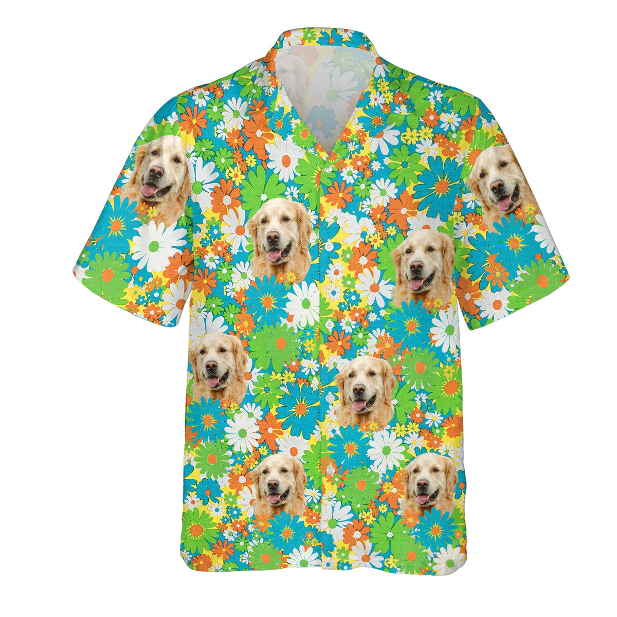 Floral Tropical Pattern Custom Dog Cat Face Personalized Hawaiian Shirt