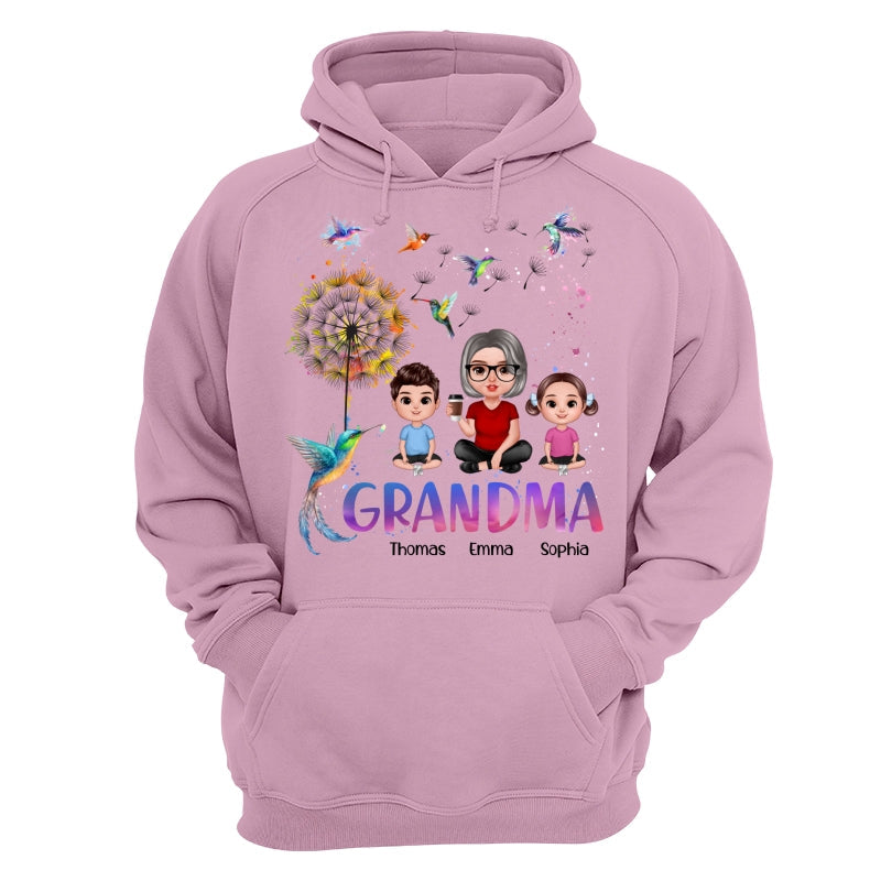 Realistic Doll Grandma Grankids Hummingbird Dandelion Personalized Shirt