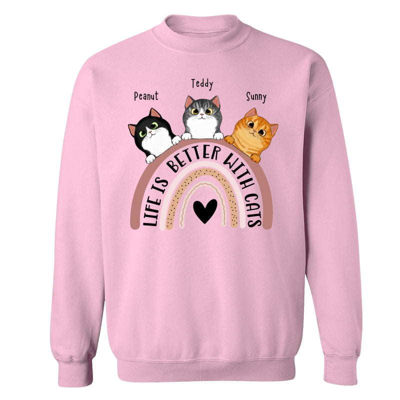 Life Is Better With Cats Boho Rainbow Personalized Shirt