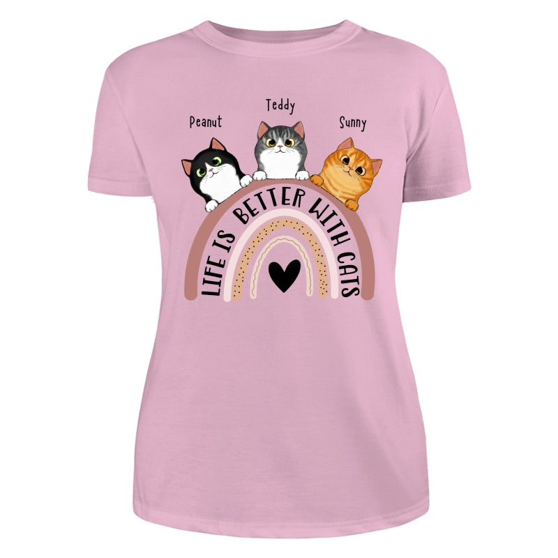 Life Is Better With Cats Boho Rainbow Personalized Shirt